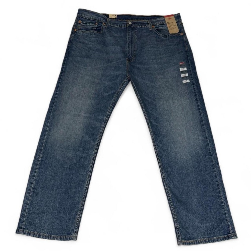 Levis 505 Regular Fit Jeans Mens 42x30 Stretch Blue Denim Straight Leg NEW